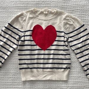 Crewcuts Kids Sweater with Red Heart and Navy Stripes